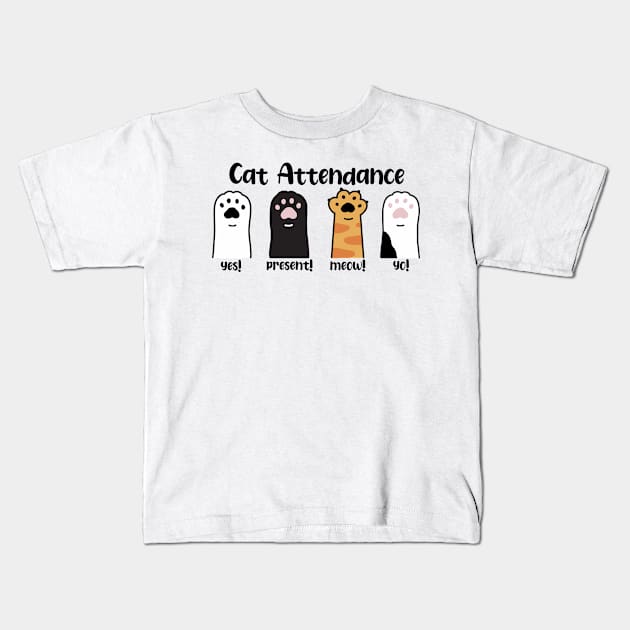 Cat Attendance Kids T-Shirt by medimidoodles